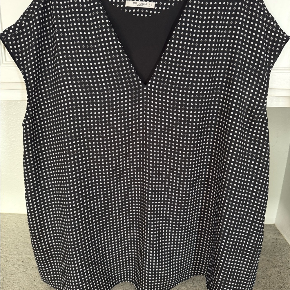 MM Lafleur Black and White Patterned Blouse